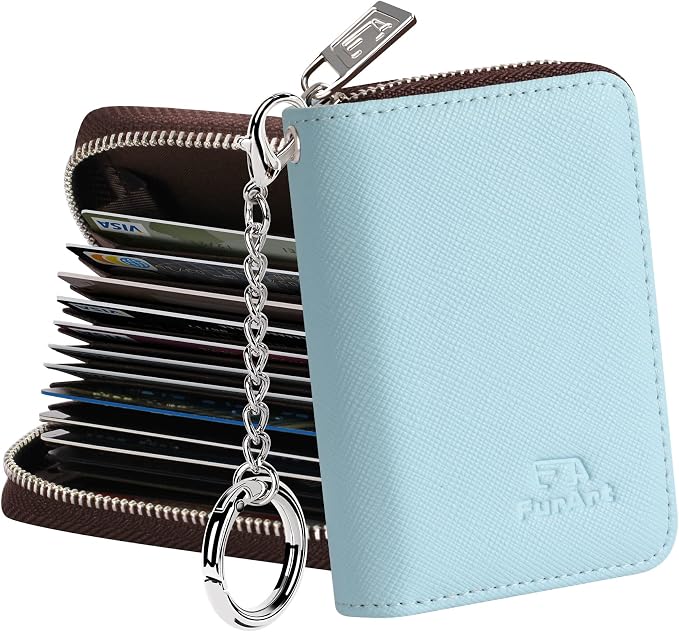 FurArt Zipper Wallet Women RFID Credit Card Holder keychain Wallet | ID Window RFID Blocking Compact Small business 15/16 slots by FurArt