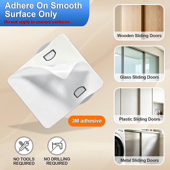 ZRFCXE Sliding Door Lock 2 Pack, Drill-Free Easy Install Safety Lock（Grey） | Sliding Glass Door Lock, Drill-Free Setup, Prevents Accidental Opens & Falls; Fits Patio Sliding Doors, Windows, Closet Door - Image 9