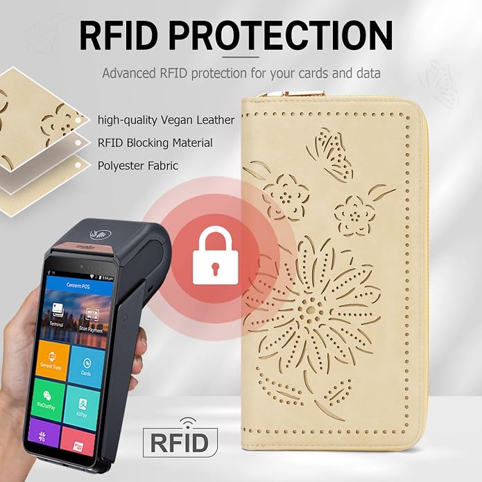 RFID Wallet Women Large Capacity Sunflower Wristlet Wallets for Women Clutch Ladies Cell Phone Purse - Image 7