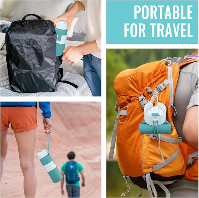 Nefeeko Collapsible Water Bottle, BPA Free 26oz Silicone Water Bottles | Foldable Water Bottles for Travel Sports, Leak-Proof Spill-Proof Portable Water Bottle with Carabiner, Lightweight - Image 6