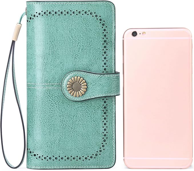 SENDEFN Wallets for Women Leather Credit Card Holder with RFID Blocking Large Capacity Wristlet | with RFID Blocking - Image 6