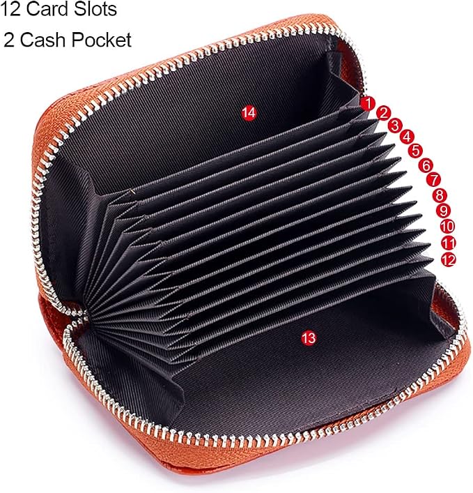 RFID Credit Card Holder Genuine Leather Credit Card Wallet with Zipper | RFID - Image 2