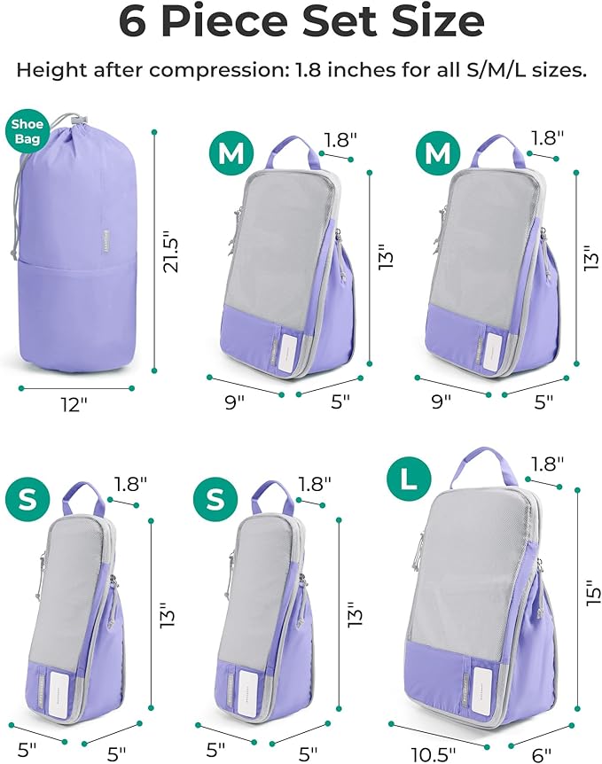 BAGSMART Compression Packing Cubes for Travel Essentials | 14 Set /6 Set /4 Set/2 Set, Lightweight, Durable - Image 3
