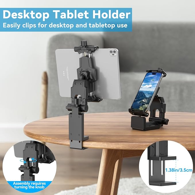 KDD Airplane Tablet Holder Mount, Adjustable Travel Essentials iPad Phone Stand with 360 Degree Rotation, Portable Tesla Model 3/Y Car Headrest Mount Compatible with iPad, Cell Phone - Image 3