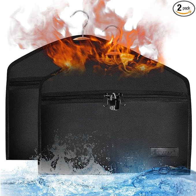 JUGREAT Fireproof Hanger Diversion Safe Bag with Lock, Hanger Safe for Valuables, Secret Safe Under Clothes with Compartment to Hide Items for Home or Travel Safe-2 Pack by JUGREAT