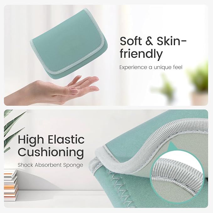 LENTION Mint Green Neoprene Electronic Organizer Pouch with Hook-and-Loop | Compact Tech Storage Fits Laptop Adapter, Mice, Charger, Power Bank & Cable to Keep Daily Travel Accessories Neatly Sorted - Image 4