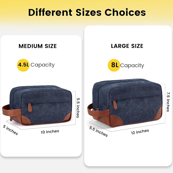 Vorspack Canvas Travel Toiletry Bag for Men, Large, Navy Blue | Water-Resistant Travel Bag for Toiletries, Large Capacity, Organized Compartment, Suitable for Shaving, Grooming, Accessories - Image 2