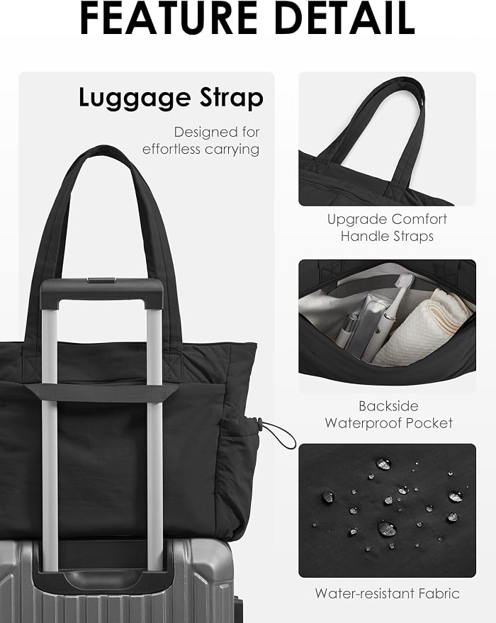 Tote Bag for Women, Lightweight Large Puffer Bag, Quilted Shoulder Purses Handbags for Travel Work - Image 7