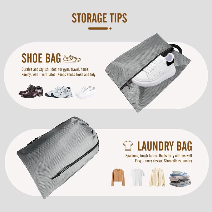 8 Set Compression Packing Cubes for Travel, Expandable Luggage Organizer with Shoe Bag & Laundry Bag - Lightweight Suitcase & Backpack Travel Essentials (Gray) - Image 5