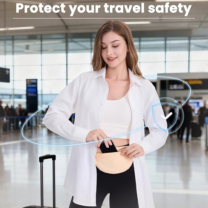 YOYI YOYI Anti-Theft Money Belt Waist Fanny Pack Hidden Passport Wallet | Ultra-thin skin-friendly fabric, invisible flat fit with RFID Blocking, zippered pockets keep your essentials organized - Image 6