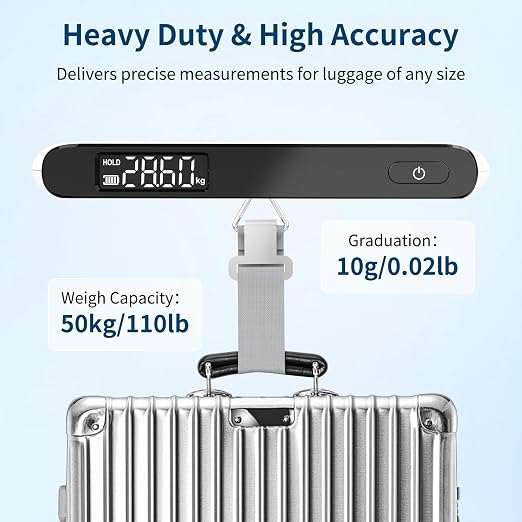 Ultrean Luggage Scale, 110lb Digital Suitcase Weight Scale for Travel, Portable Handheld Baggage Scale with Ergonomic Curved Handle for Comfortable Grip, Battery Included - Image 4