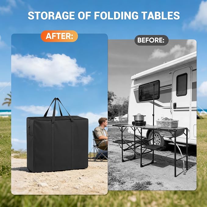 Folding Camping Kitchen Table Storage Bag for GCI-600D Table Bag | 600D Waterproof Cook Station Carry Bag for Folding Picnic/Camp Tables with Durable Zipper, 35 L x 6" W x 22" H - Image 5