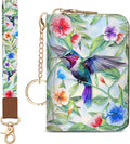 Blusabaca Women Credit Card Holder, Small RFID Wallet with Wristlet Strap | Removable Keychain, Case with Zipper, Vegan PU Leather, Cash Coin Pocket, Business Accordion Purse, Ladies Female Gift by Blusabaca