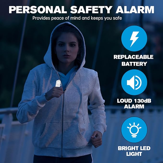 Safesound Personal Alarm: Your 130dB Self-Defense Companion - Keychain Emergency LED Flashlight - Security and Protection for Women, Girls, Kids, and The Elderly (Black, 1) - Image 2