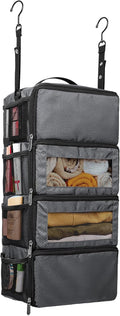 Vokelater Suitcase Organizer - Travel Luggage Hanging Shelves Packing Cube Closet/Collapsible Portable Travel Organizer for Carry-on, Small, Grey by Vokelater