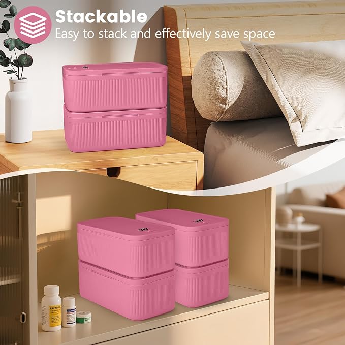 Small Lock Box, Lockable Storage Box with Combination Code for Medication Safe, Medicine Lock Box for Pills/First Aid Kits/Food/Snack Phone Jail, Locked Container for Home/Fridge/Office/School (Pink) - Image 6