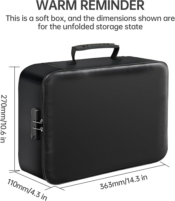 GIANTLUMl Document Bag with Lock,Fireproof 3-Layer File Storage Case with Water-Resistant Zipper,Document Safe Portable Travel Home Organizer Bag for Laptop,Home&Office,Certificates,Gifts for Him - Image 9