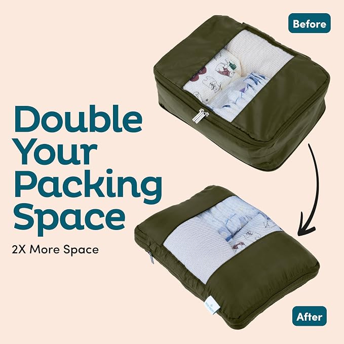 10-Pack Large Compression Packing Cubes for Travel - Lightweight Compression Packing Cube Set, Water-Resistant Luggage Organizer Bags & Suitcase Organizers, Travel Cubes for Carry-On, Checked Luggage - Image 10