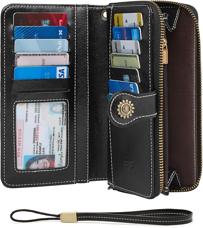 TFKGS Wallet for Women RFID Blocking Leather Large Capacity Card Holder Ladies Phone Clutch Travel Long Purse Wristlet | RFID Blocking - Image 8