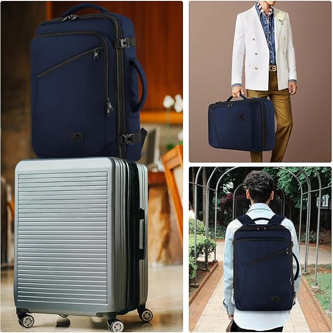 MATEIN Weekender Backpack, Large Capacity Travelling Suitcase Backpack | Expandable Flight Approved Business Carry on Daypack for International Travel, Adjustable Shoulder Strap, Blue - Image 6