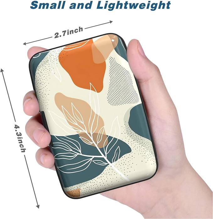 Credit Card Holder, Mini Aluminum Card Wallet RFID Blocking Slim Metal Hard Card Case for Women Men, White Leaves - Image 3