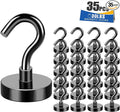 Black Magnetic Hooks 30Lbs Heavy Duty Magnets with Hooks | Strong Magnet Hooks for Hanging Super Metal Magnetic Hanger for Grill Fridge Kitchen - Pack of 35 by MIKEDE