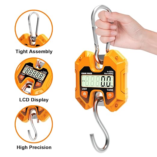 GRAM PRES Digital Hanging Scale - 660LB/300KG, Mini Crane Scale for Deer Hunting, Farm, Fishing, Meat, Game, Luggage, Outdoor - Image 2