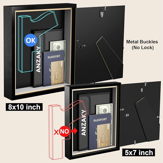 Hidden Picture Frame Safe with Fireproof Money Bag, Diversion Safe, 8x10 | Looks like real wall decor, hidden compartment fits cash, passports, cards, keys & documents. Large storage space. - Image 6