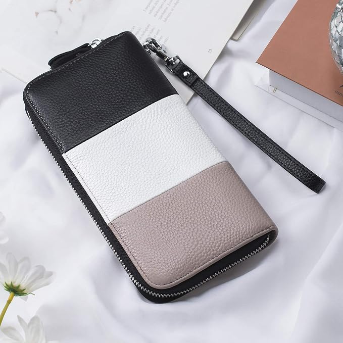 Moflycom Womens Wallet RFID Blocking Genuine Leather Multi Credit Card Large Capacity Zip Around Clutch Travel Purse Wristlet - Image 4