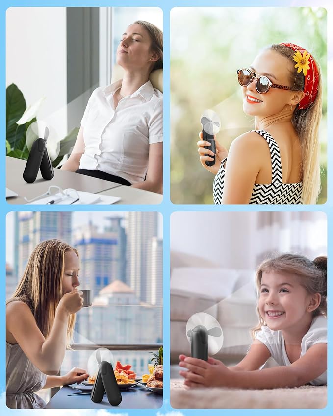Mini Handheld Fan, Portable Hand Fan with USB Rechargeable, 2000 mAh Battery Operated, 3 Speeds Adjustable, 2 IN 1 Small Personal Pocket Fan for Women Girls Travel Outdoor - Image 7