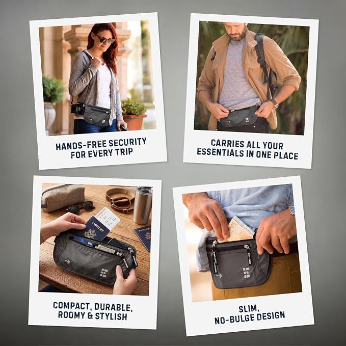 Money Belt for Secure Travel - RFID Blocking Slim Passport Holder - Hidden Waist Pouch for Cash, Credit Cards, Documents - Concealable Under Clothes, Water-Resistant Slim Fanny Pack for Men and Women - Image 3