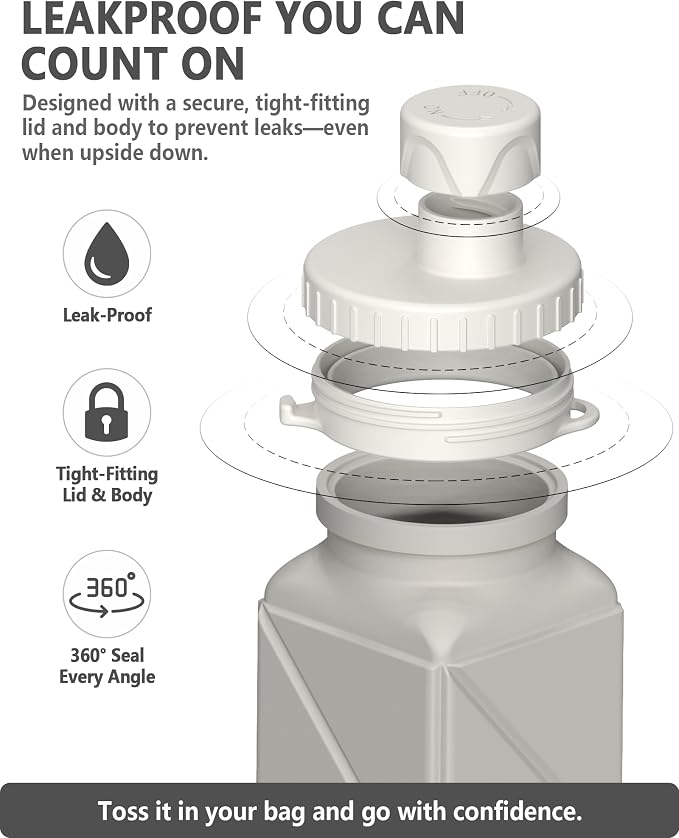 BEAUTAIL Collapsible Water Bottles 21oz/610mL, Silicone Travel Water Bottle | BPA Free, Leakproof & Reusable, Foldable Water Bottle for Traveling, Hiking, Gym, School, Sports, Outdoor, 1-Pack, Starlight - Image 4