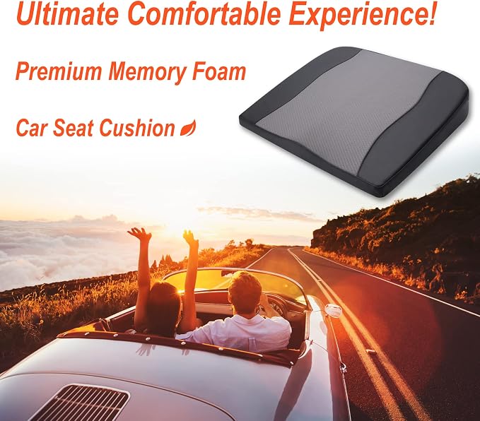 Lofty Aim Car Seat Cushion, Memory Foam Car Seat Cushions for Long Driving | Comfy Car Seat Pillow for Pain Relief, Driver Seat Cushion Adds Height, Butt Cushion for Car, Truck, Office Chair, B&G - Image 2