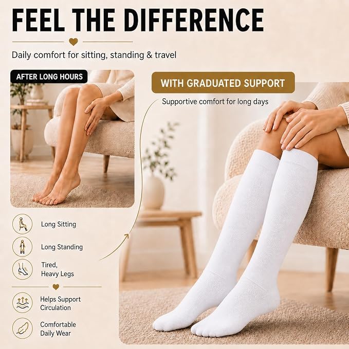 Aoliks Compression Socks for Women and Men 4 Pairs, Mild Support | Long Knee High Stockings for Nurses Running Travel Flying Pregnancy Athletic 15-20 mmHg - Image 3