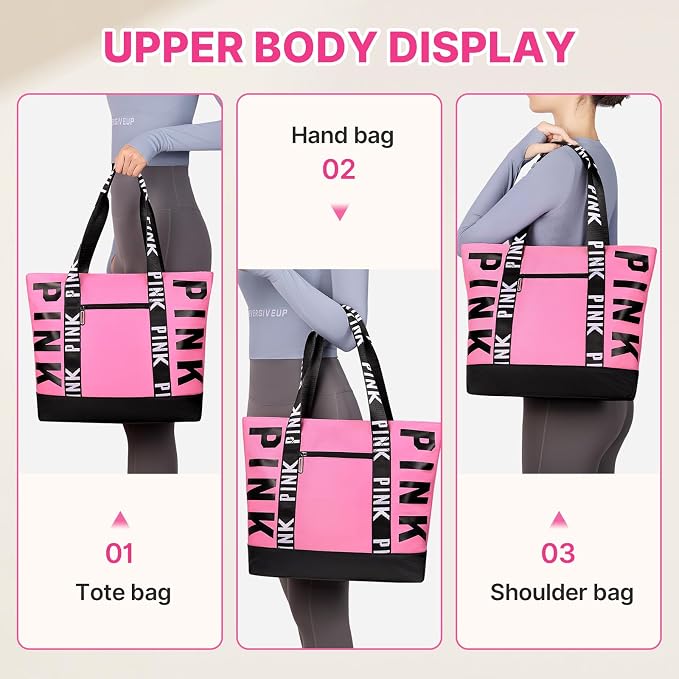 Boomistry Travel Tote Bag for Women, Large Waterproof Beach Bag for Daily | 17L Tote Bag with Zipper, Travel Handbags For Daily, College, Work, Shopping - Image 8