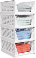 4 Pack Stackable Closet Storage Basket - Stackable Storage Bins | Multifunctional & Foldable Closet Organizer Waterproof, Wardrobe Cupboard Space-Saving Storage Drawer Organizer by shoeboxesanddeskorganizers