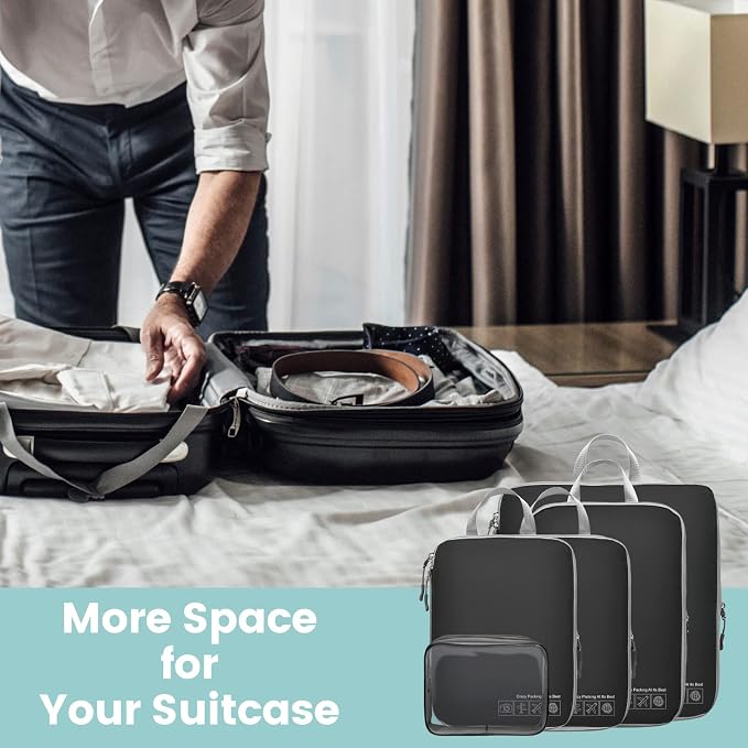 Cambond Compression Packing Cubes for Travel - Luggage Suitcase Organizer | Compression Zip Design for Space-saving, Expandable, Lightweight, Keep Clothes Sorted, Luggage Space Tidy, Carry on Pack Fast - Image 8
