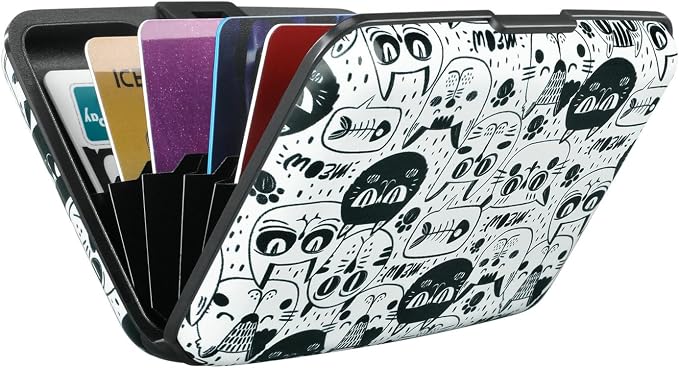 RFID Aluminum Wallet Credit Card Protector Case Holder for Men Women | Mini RFID Aluminum Wallet Credit Cards Holder Business Card Case Metal ID Case for Men Women(Monster Cats) - Image 6