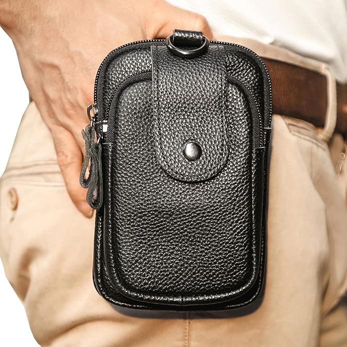 Leather Waist Pack Phone Belt Bag for Men Loop Holster Wallet Cellphone Case Pouch Pack Clip Money Purse - Image 2