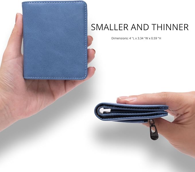 Alldaily Small RFID Wallet for Women Slim Compact Bifold Pocket Ladies Travel Mini Purse (Blue) - Image 2