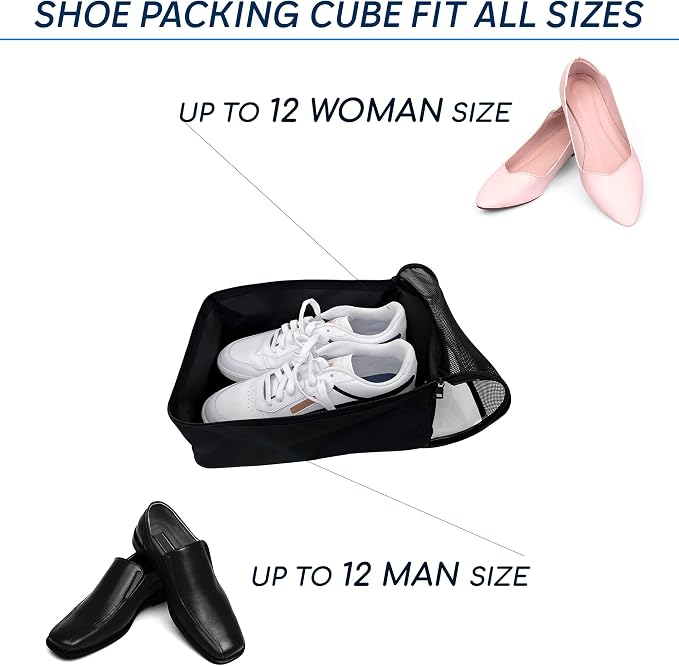 Travel Shoe Bag with Mesh Pocket – Shoe Packing Bags for Travel Women, Moms & Nurses – Water-Resistant Shoe Organizer with Clear Lid for Luggage or Gym - Image 4