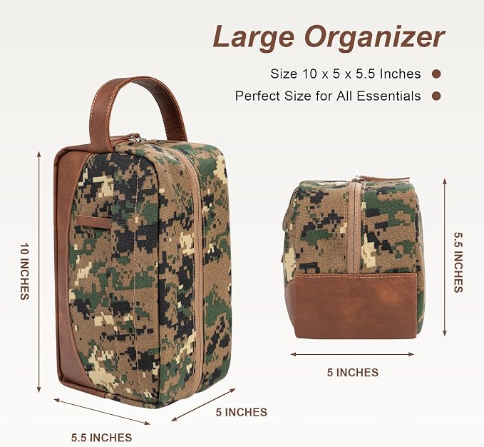 Travel Toiletry Bag for Men, Hanging Toiletry Organizer, Water Resistant Shaving Kit with Large Capacity for Travel Accessories (Camo-Green, Medium) - Image 3