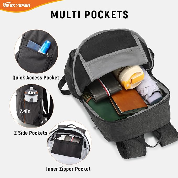 SKYSPER Anti Theft Hiking Backpack, 20L RFID Packable Travel Daypack, Lightweight Foldable Back Pack for Walking Daytrip - Image 4