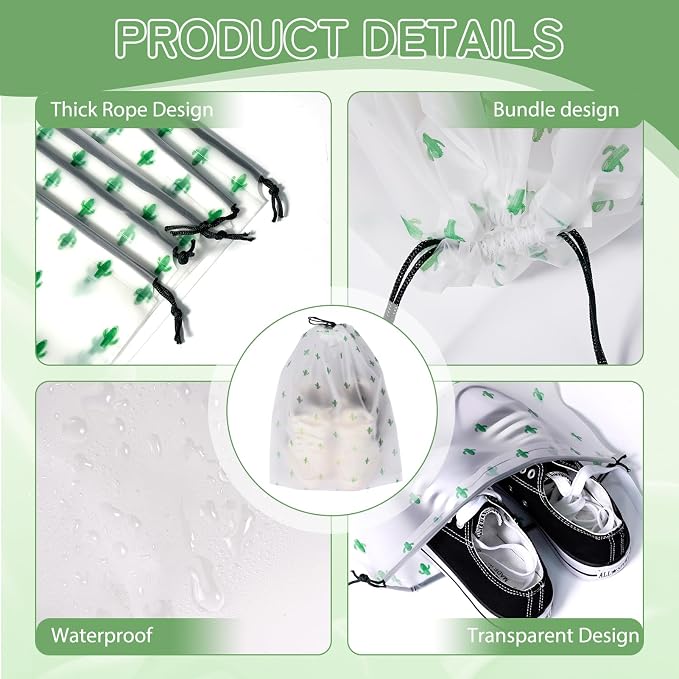 Shoe Bags for Travel, Waterproof Drawstring Shoe Bags for Packing | 15.7" x 11.8" Large Dustproof Portable Travel Shoe Storage Bags Travel Essentials Women and Men - Image 3