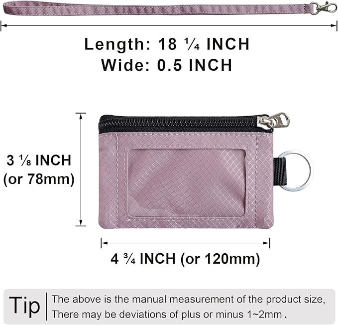 CHENSPRX Minimalist RFID Blocking Small Wallet with ID Window,WaterResistant Zip Id Case Wallet with Lanyard Keychain for Cards,Cash,Travel,Women,Men - Image 5