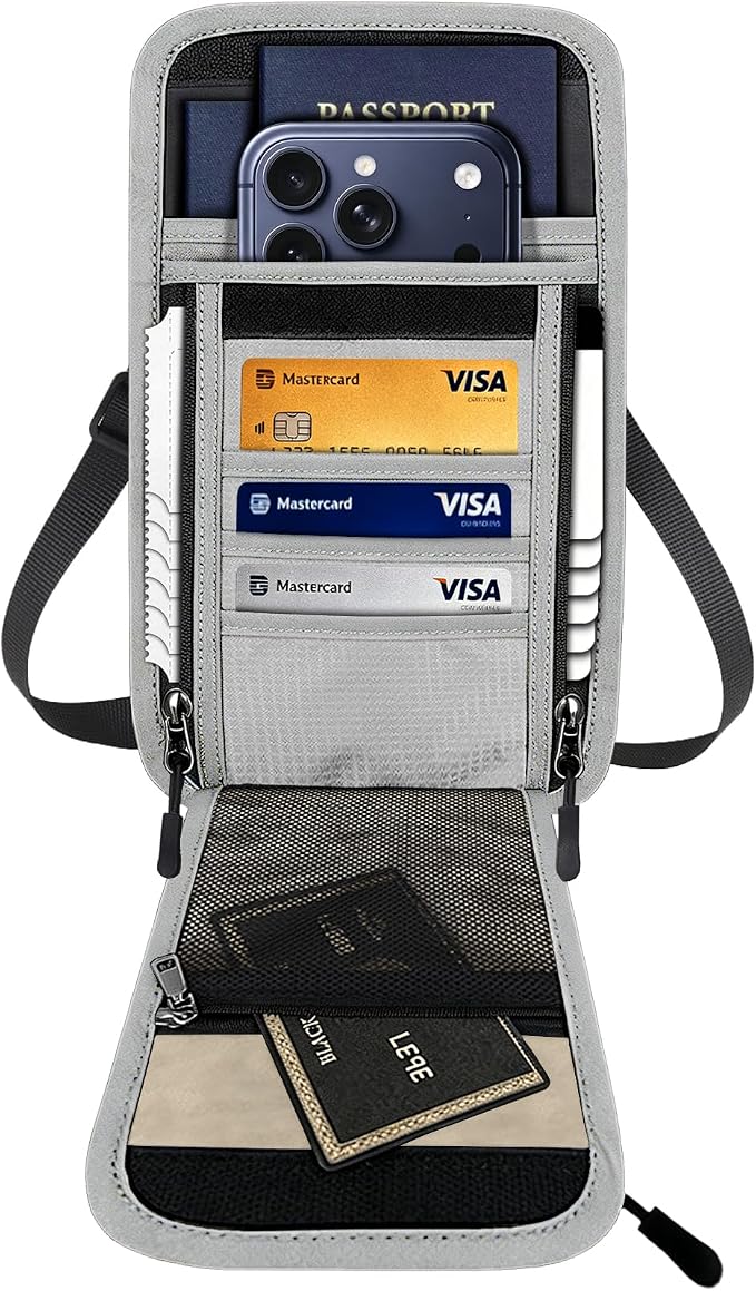 Travel Neck Wallet RFID Blocking – Hidden Passport Holder & Anti-Theft Money Pouch for Men & Women, Lightweight Concealed Undergarment Organizer with Adjustable Strap, Secure Document Holder by Vastsky