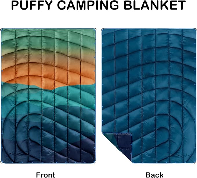 Puffy Camping Blanket,Large Camp Blanket Outdoor Camping Quilt Waterproof | Lightweight Printed Warm Packable Down Alternative Blanket for Camping,Traveling, Stadium, Hiking, Picnics - Image 5
