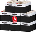 8 Pack Large Storage Baskets for Room Organization, Multi-Purpose Bins for Closet, Shelves, Kitchen, Office, Decorative Fabric Foldable Storage Boxes with Handles (14L*10W*9.5H) by Criusia