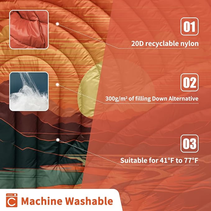 Puffy Camping Blanket,Large Camp Blanket Outdoor Camping Quilt Waterproof | Lightweight Printed Warm Packable Down Alternative Blanket for Camping,Traveling, Stadium, Hiking, Picnics - Image 3