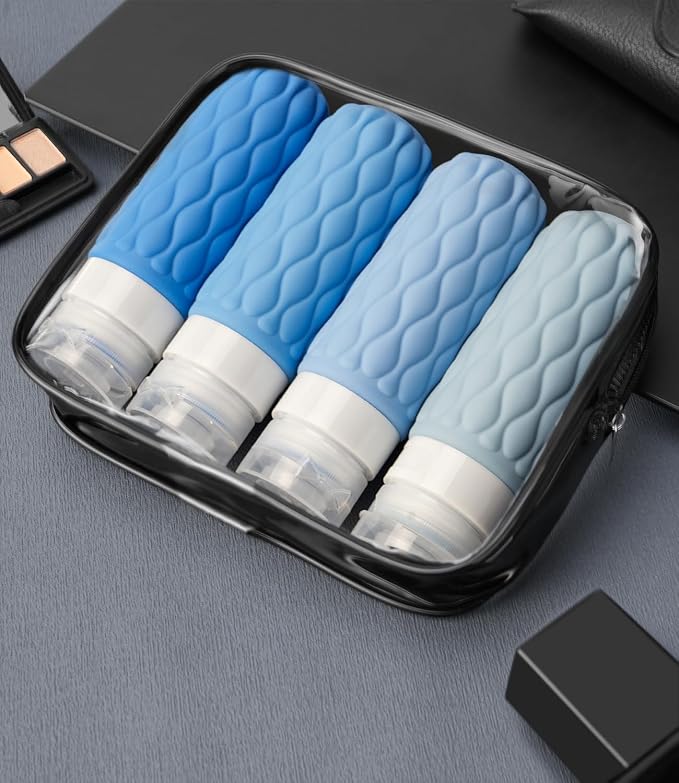 3.4oz Silicone Travel Bottles for Toiletries Refillable Liquid Accessories | for Shampoo and Conditioner, TSA Approved Leakproof Squeeze Bottles Travel-friendly with Labels/Clear Bag - Image 7
